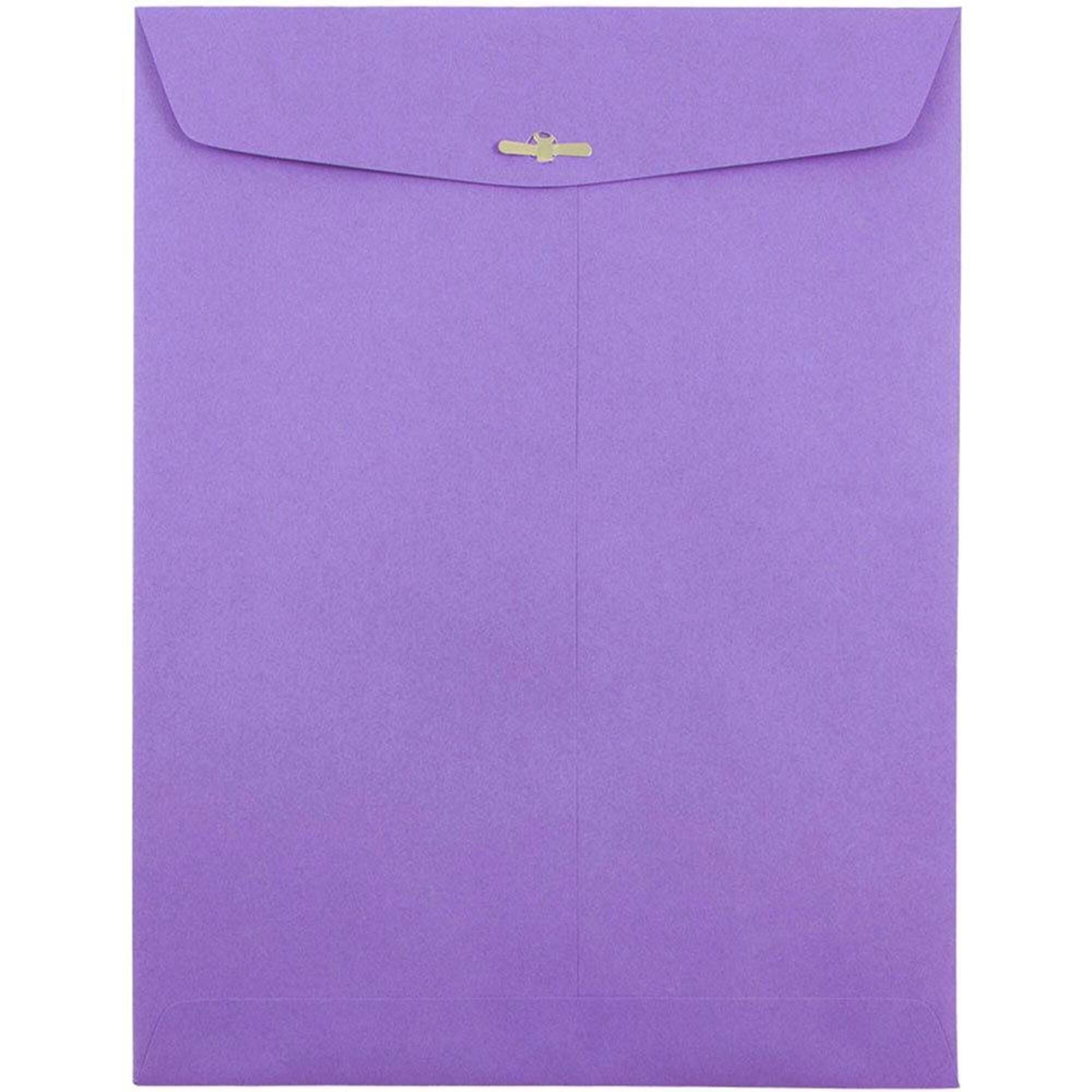 JAM Paper 9" x 12" Brite Hue Violet Purple Clasp Closure Catalog Envelopes, 100ct.